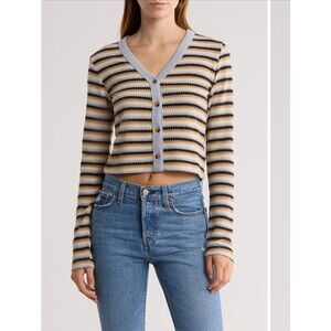 Rip Curl Womens Bobbi Button Up Long Sleeves Knit style Crop Y2K Med-Small NWT